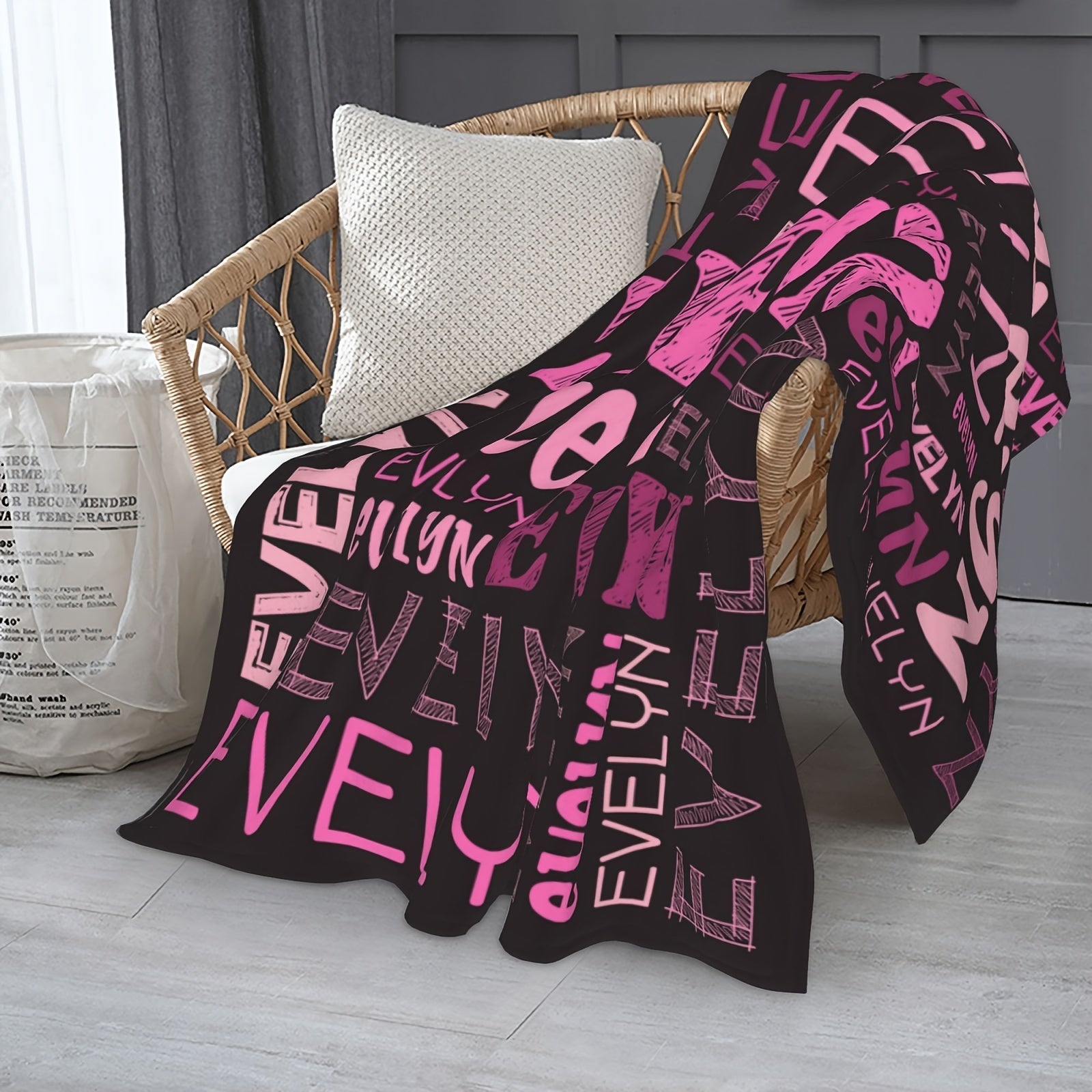 Personalized Flannel Blanket with Name Soft 100% Polyester for Adults Home Travel