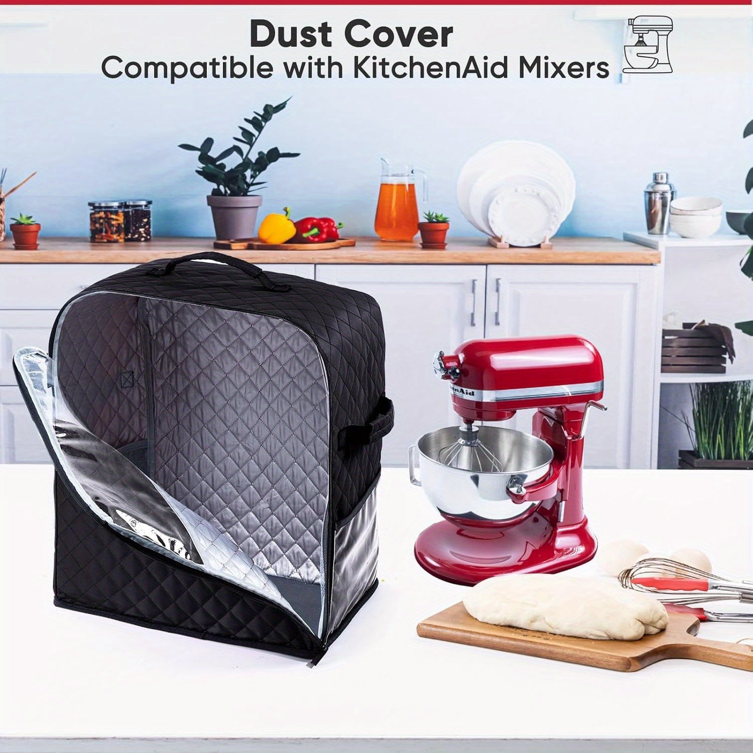 Kitchen Appliance Cover for Stand Mixer 4.5-8 Quart Quilted Nylon Dust Protector