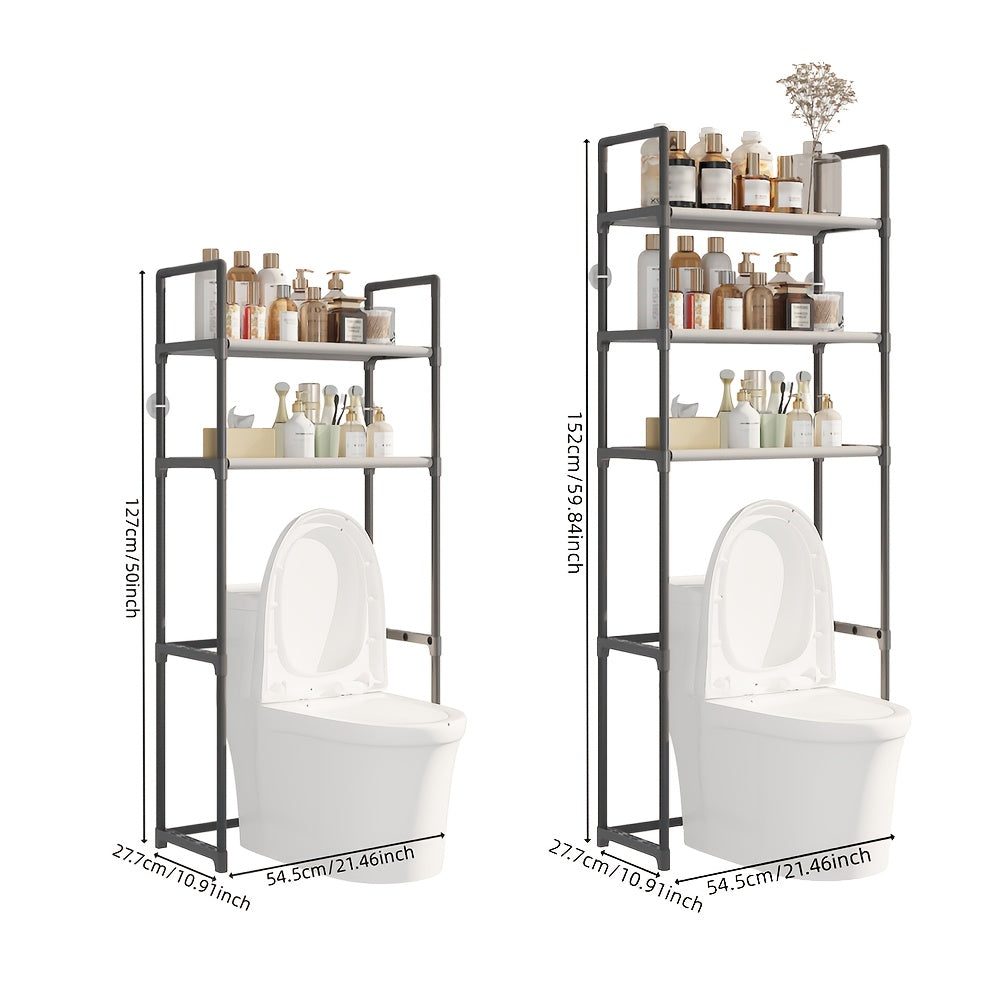 Multi-Purpose Bathroom Laundry Storage Rack Over Toilet 2 Tiers Plastic Metal