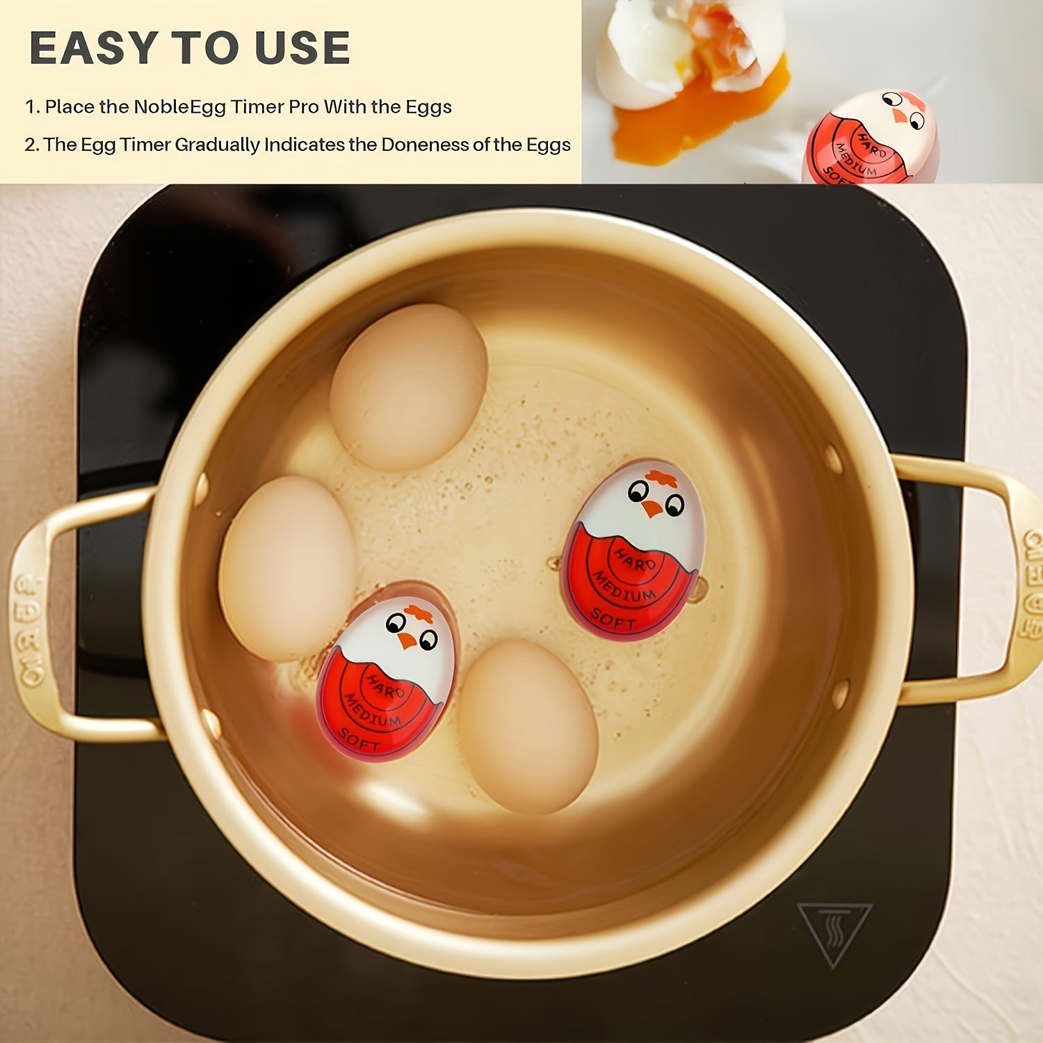Color-Changing Egg Timer Reusable Kitchen Tool for Perfectly Cooked Eggs