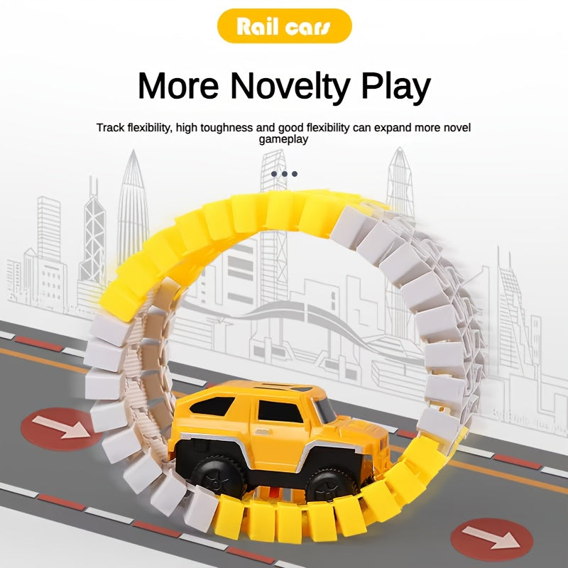 Educational DIY Electric Rail Car Toy for Kids Age 8+ Plastic Battery-Free Small Train Black Yellow