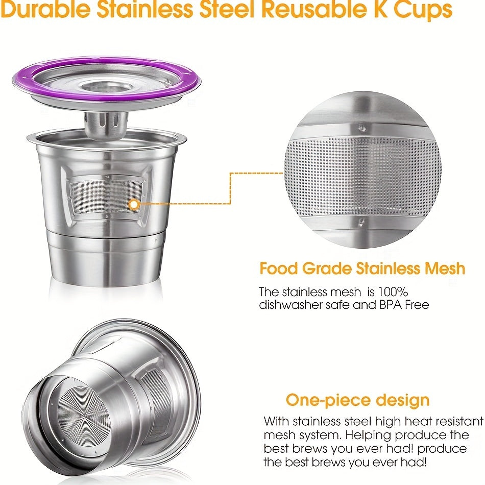 Keurig qurilmalari uchun 2 ta qayta ishlatiladigan zanglamaydigan po'latdan yasalgan K-Cup qahva filtrlar paketi