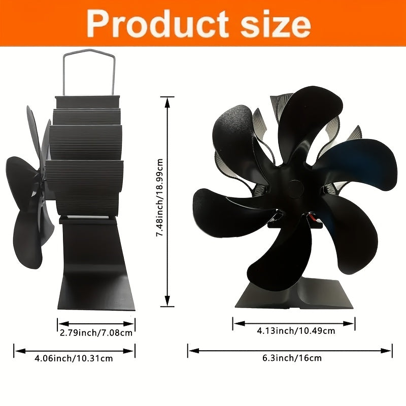 Premium 6-Blade Fireplace Fan for Wood Burners, Quiet, No Electricity Needed