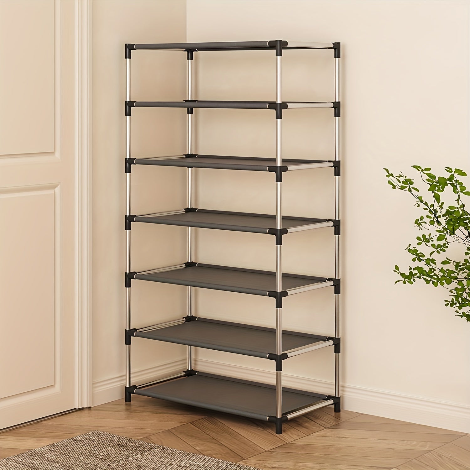 Многоуровневый органайзер для обуви для дома, черный, вмещает 18-21 пару