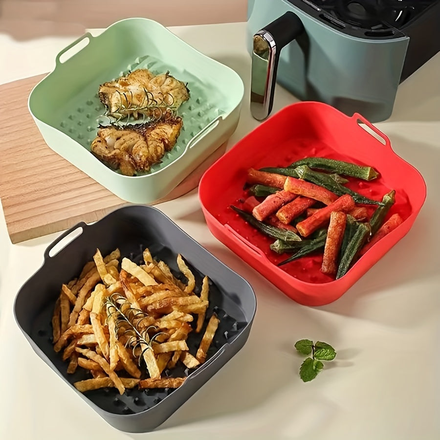 Square Silicone Air Fryer Basket Reusable Non-Stick Kitchen Accessory