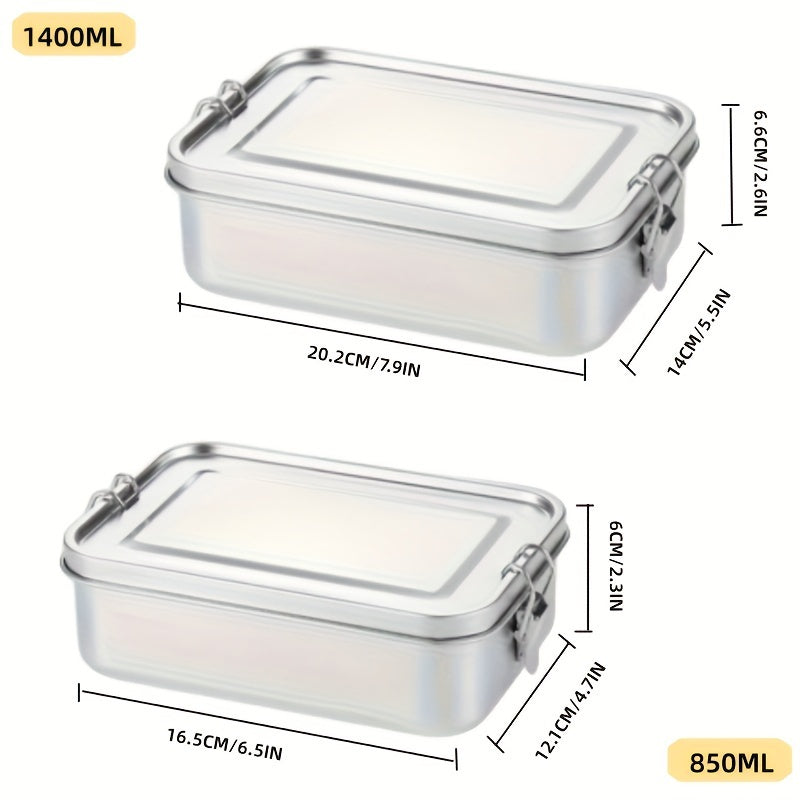 Герметичный ланч-бокс из нержавеющей стали — цельный, прочный и портативный, с герметичным отделением, идеально подходит для студентов и обедов на открытом воздухе
