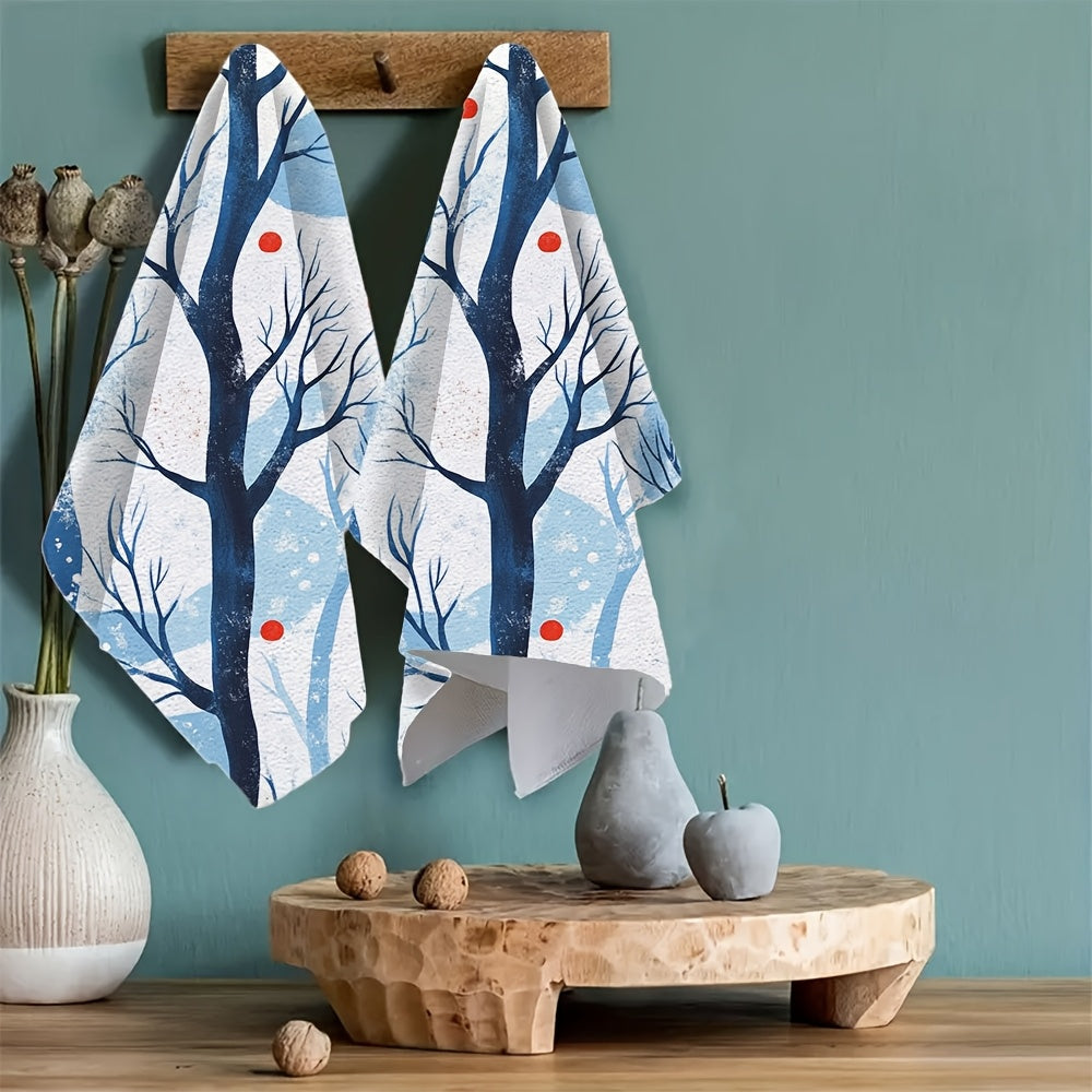 Set of 2 Ultra Soft Kitchen Towels 40x60cm Winter Jungle Trees Absorbent