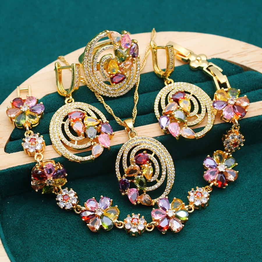 Women’s Cubic Zirconia Jewelry Set for Weddings and Parties