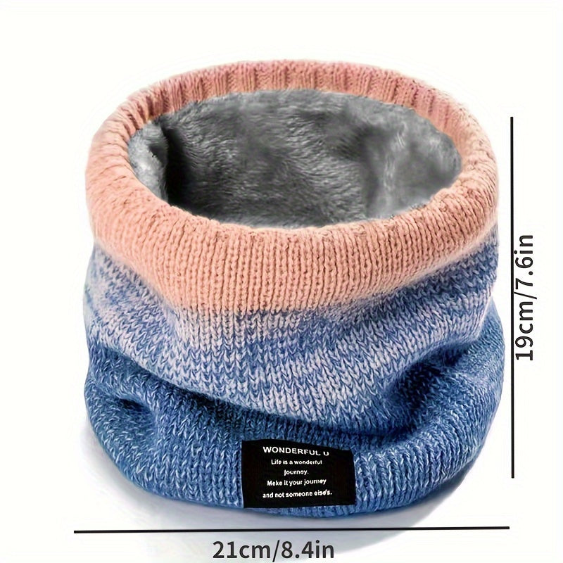 Windproof Warm Knitted Neck Gaiter with Velvet Lining for Autumn Winter
