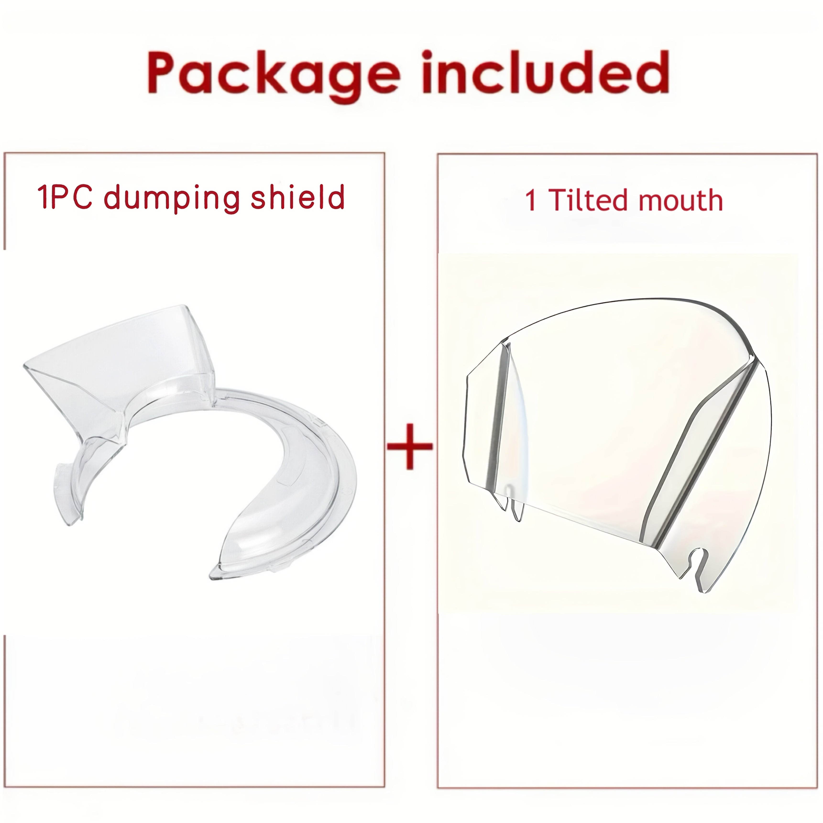 Set of 2 Plastic Pouring Shields for Stand Mixer 4.5-5QT Splash Guards Adjustable Food-Grade Chute