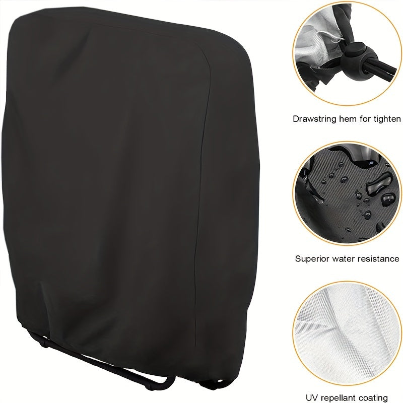 Outdoor Polyester Folding Chair Cover UV-Resistant All-Season Black with Drawstring