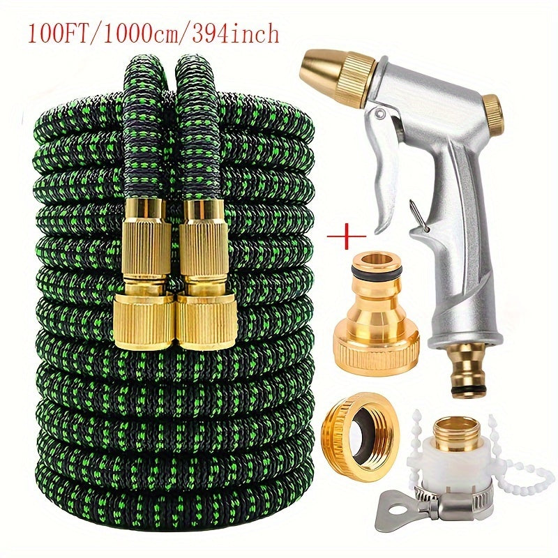 Раздвижной резиновый садовый шланг с водяной пушкой высокого давления для двора и газона