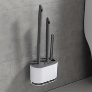 Juego de cepillo de inodoro de silicona con mango antideslizante y cerdas suaves