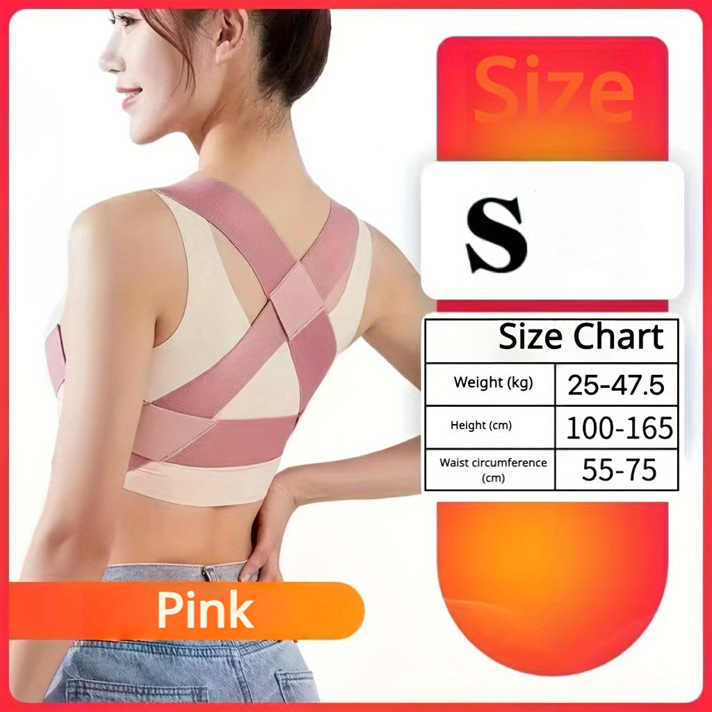 Invisible Back Brace for Hunched Shoulders Posture Support Adjustable Spinal Alignment Black Pink