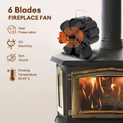 Six-Leaf Fireplace Fan for Gas Stoves Outdoor Ice Fishing and Cooking Thermal Heater