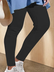 Plus Size High Waist Leggings 7/8 Length Opaque Stretchable Solid