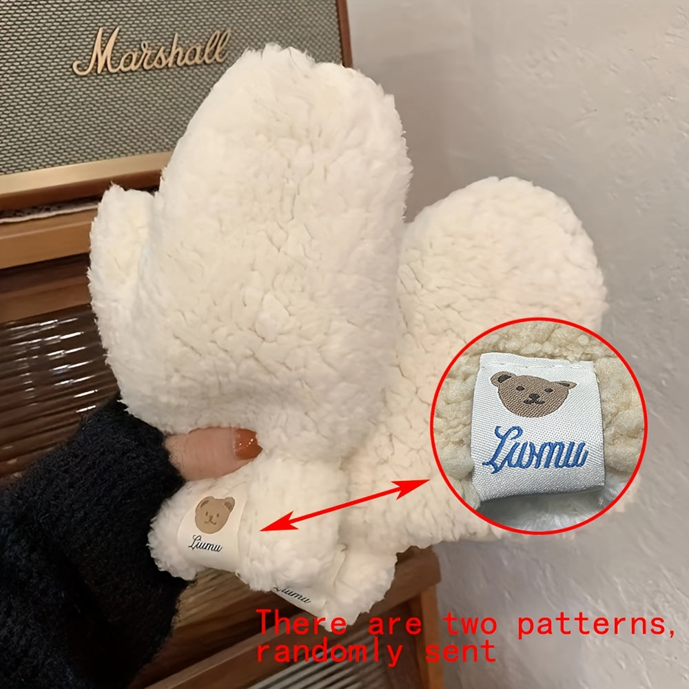 Ayollar va erkaklar uchun fleece qo‘lqoplar, issiq jun bilan qoplangan, shamol o'tkazmaydigan, termal, tashqi qo‘lqoplar