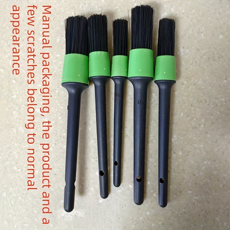 5-Piece Car Wash Brush Set Nylon and Pig Hair Detail Cleaning Brushes