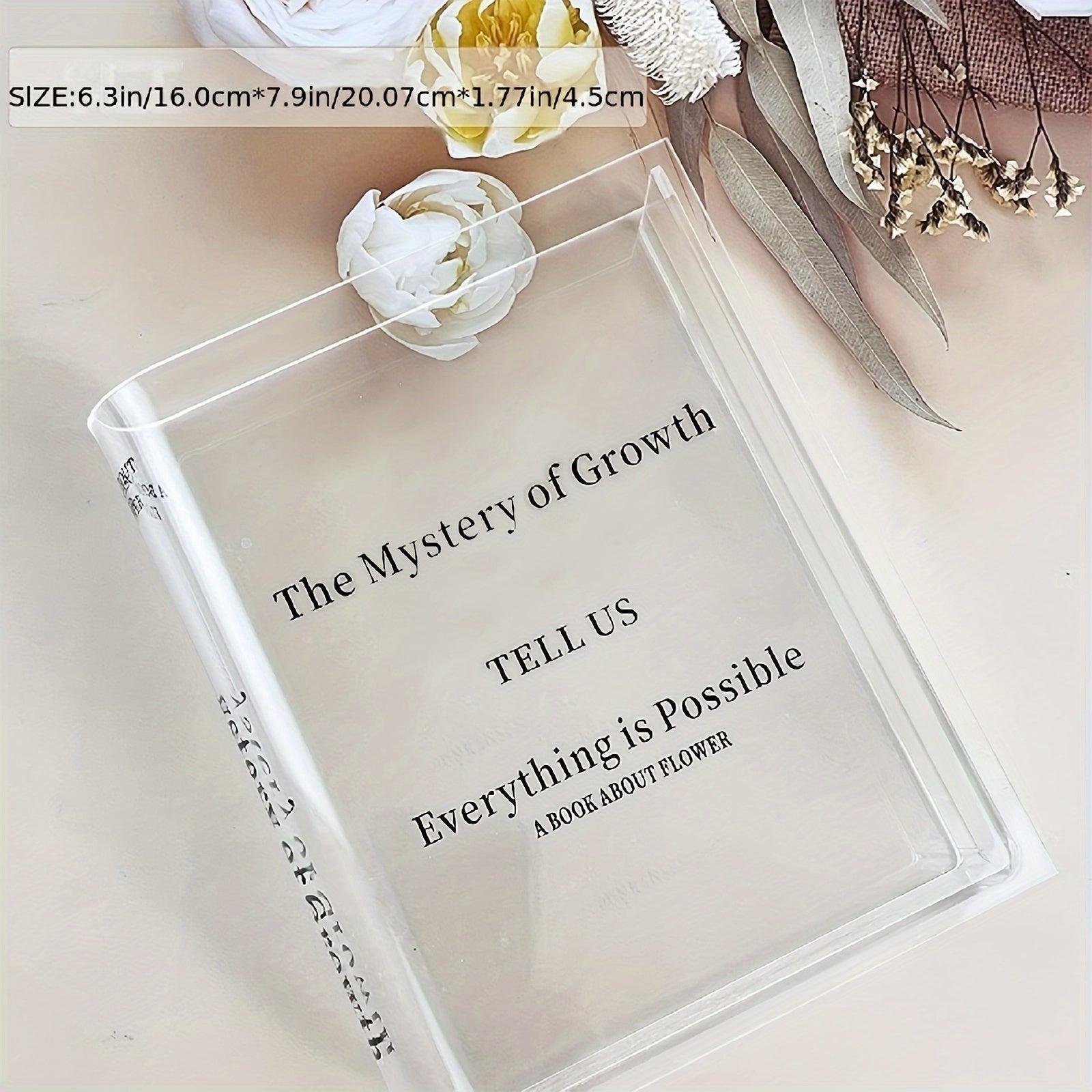 Acrylic Transparent Book Vase Decorative Holder Aesthetic Room Decor Without Flowers