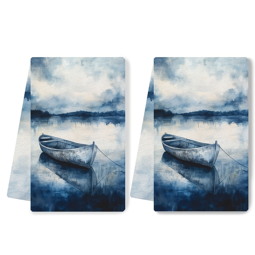 Set of 2 Coastal Love Kitchen Towels Ultra Soft Absorbent Polyester 40x60 cm