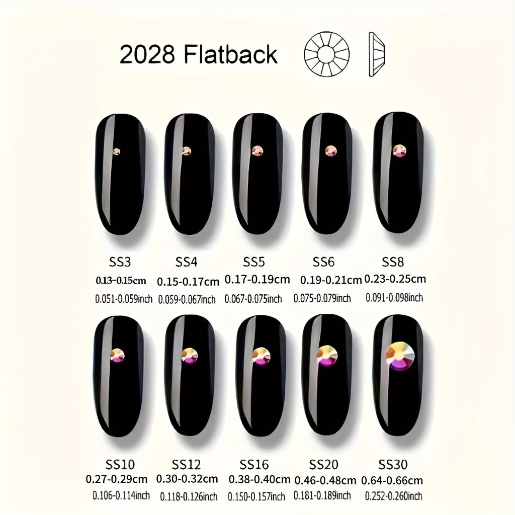 1440 piezas de cuentas de vidrio brillante para arte de uñas, joyería y proyectos de bricolaje