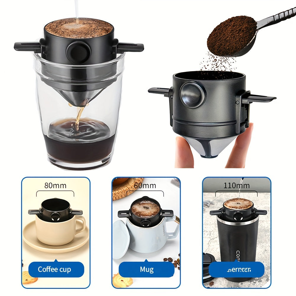 Unisex Stainless Steel Reusable Portable Coffee Filter Pour Over Dripper