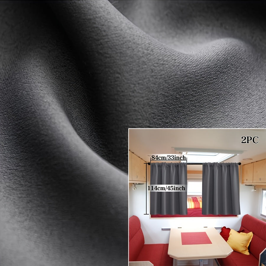 2-Pack RV Window Curtains Blackout Thermal Insulation Privacy Short Drapes Gray
