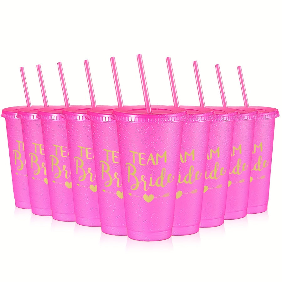 10oz Bachelorette Party Tumblers with Lids and Straws for Bridesmaids and Bridal Gifts