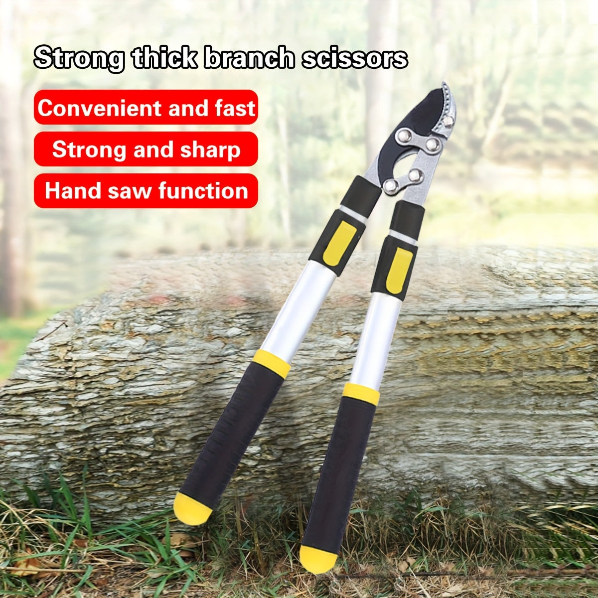Heavy-Duty Pruning Shears Alloy Steel Blade Retractable Handle for Thick Branches