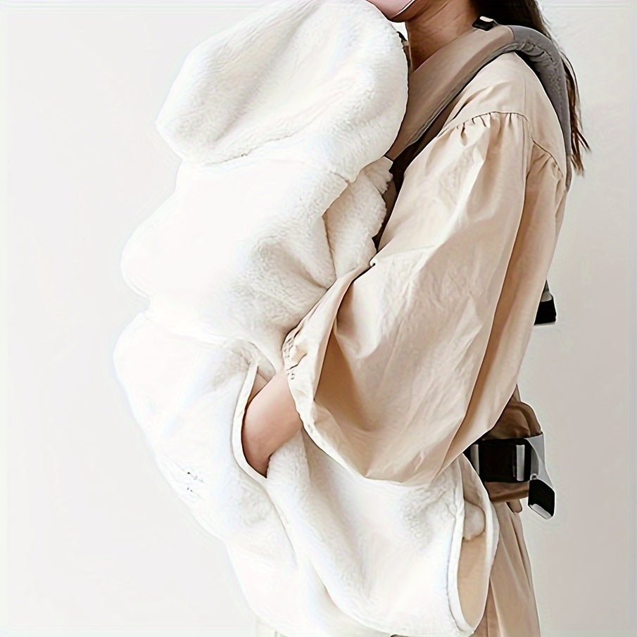 Manta cálida para niños en color caqui y marfil de franela para lactancia y uso en invierno