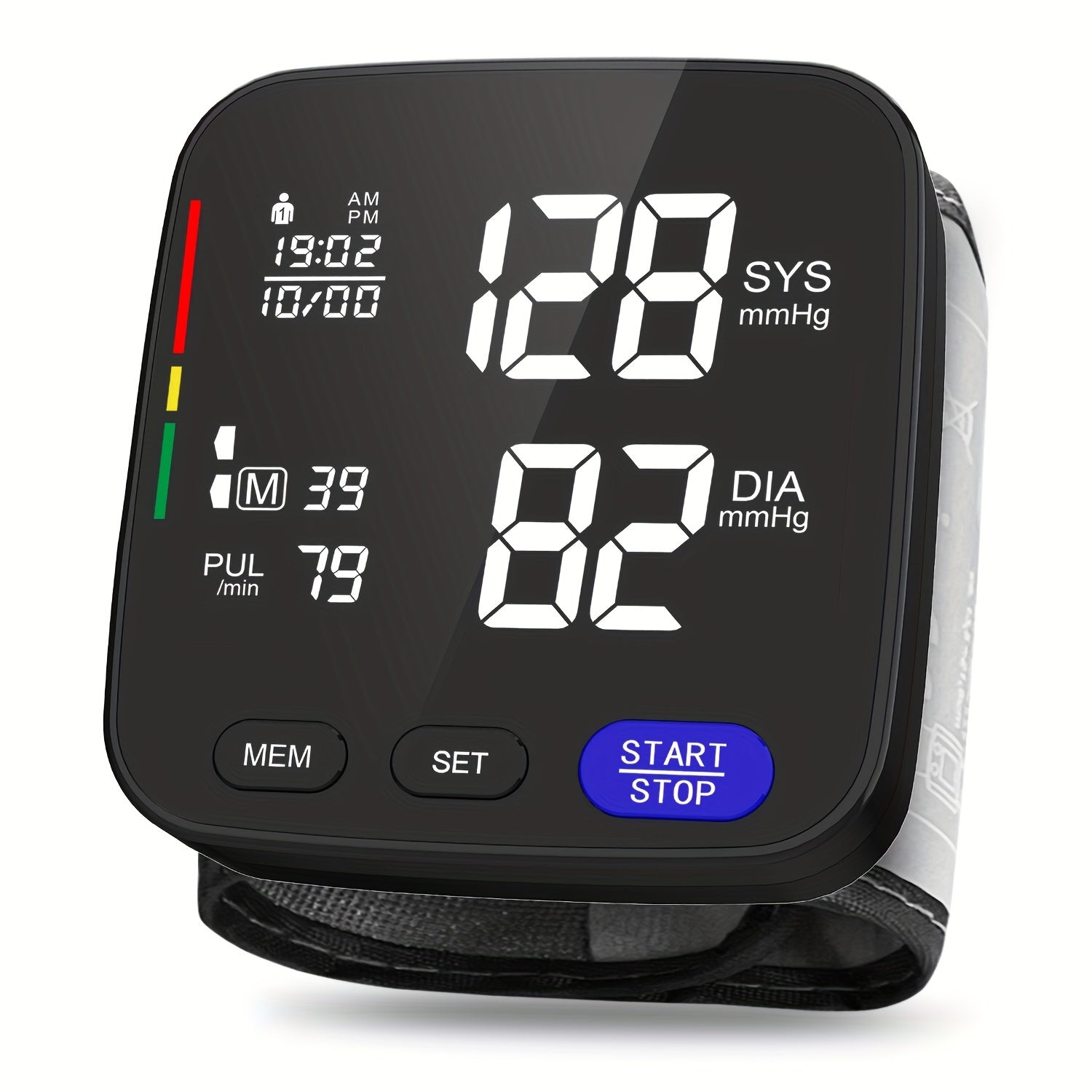 Wireless Wrist Blood Pressure Monitor Portable Digital Cuff with Memory for Two Users