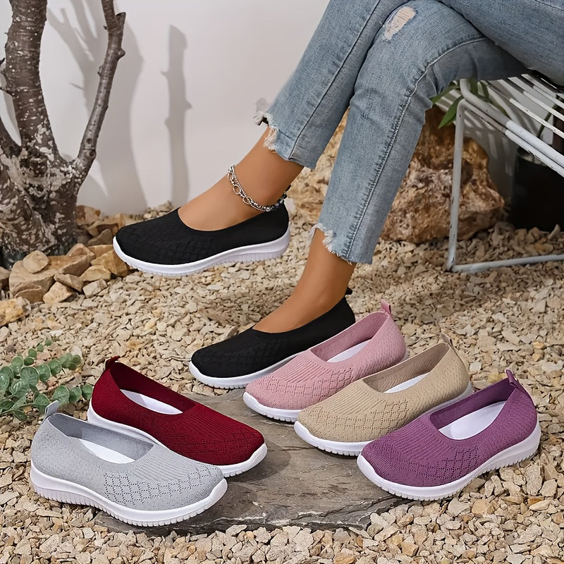 Women's Casual Slip-On Sneakers Lightweight Breathable Fabric Flat Shoes