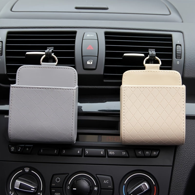 Car Universal PU Leather Air Vent Phone Holder Storage Box Car Interior Accessories