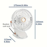 Portable USB Rechargeable Fan with 720° Rotation and Night Light for Home Office Travel