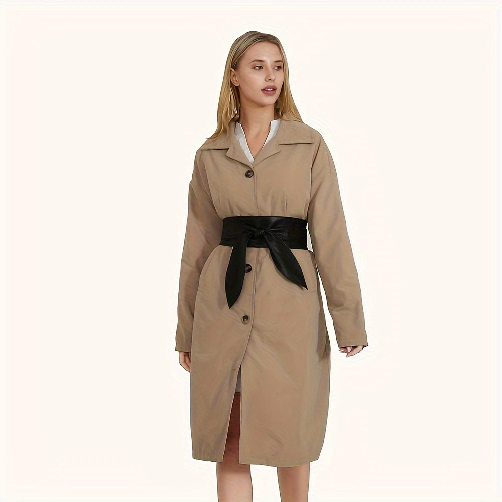 Kiyimlar va kostyumlar uchun sozlanadigan tugunni bilan qora PU charm kamar