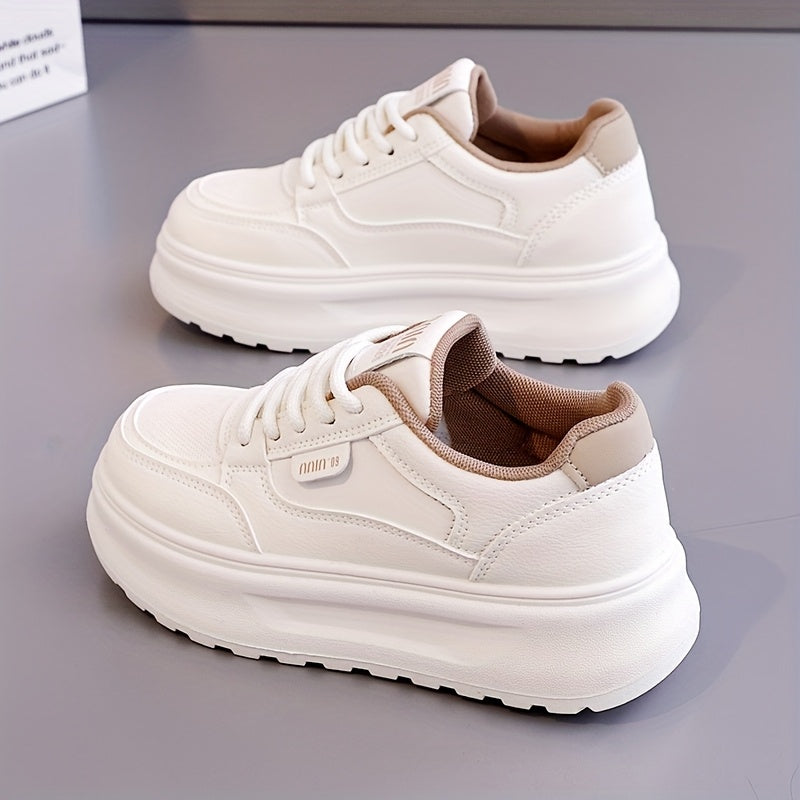 Women's Casual Sneakers Low Top Thick Sole Breathable Lace-Up All-Season
