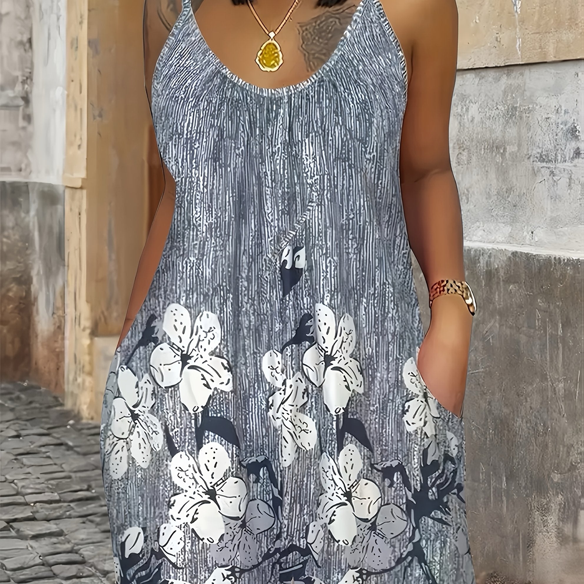 Plus Size Sleeveless Striped Jumpsuit with Rainbow Colors and Pockets