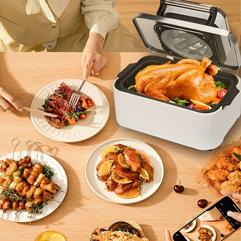 Horno digital eléctrico de 12L con asador, cocedor sin aceite, freidora de aire y tostadora