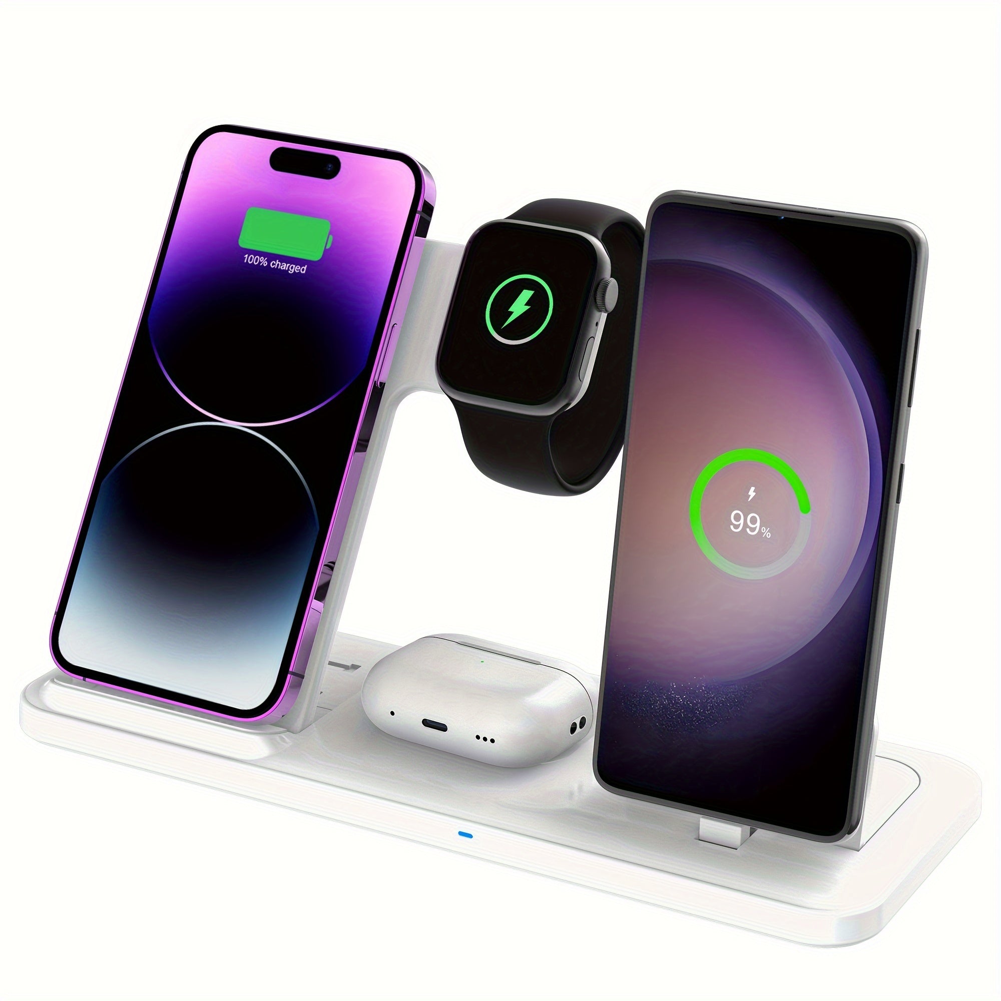 4-in-1 Wireless Charging Station for Samsung Galaxy iPhone iWatch AirPods Fast Charging USB Type-C