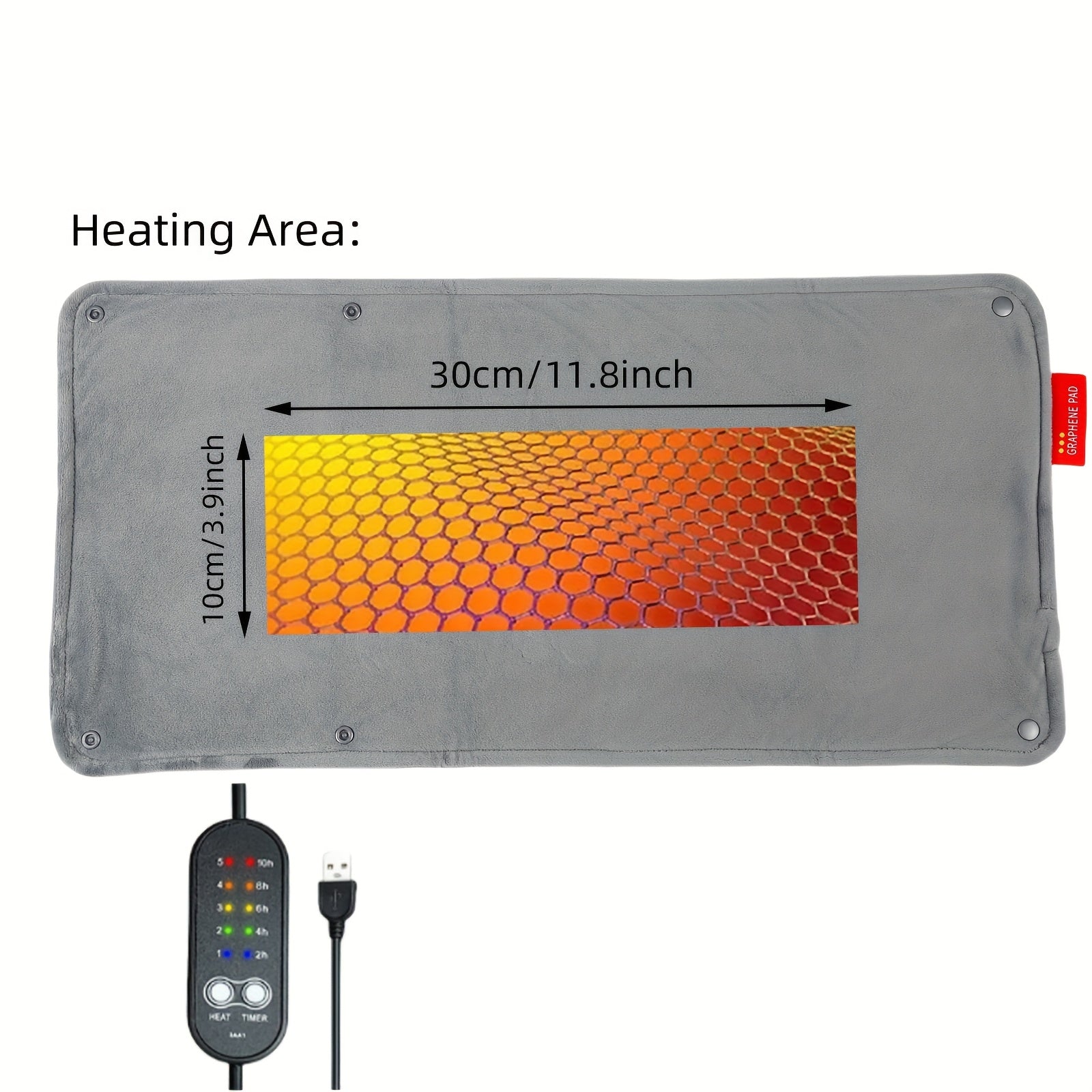 Portable Graphene USB Heating Pad with Adjustable Temp, Timer, Washable