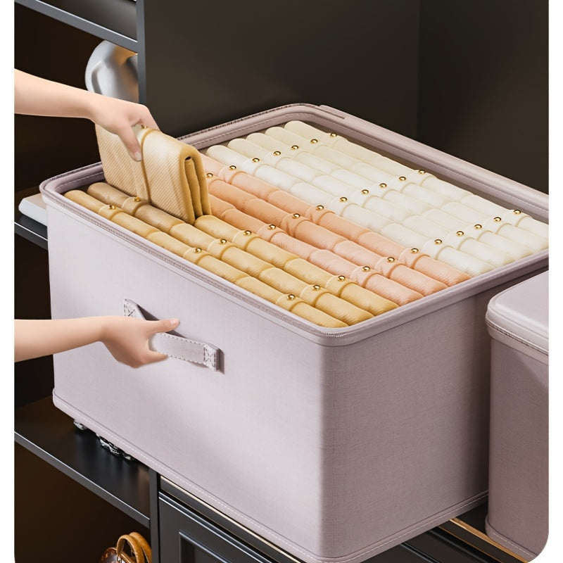 Large Lavender Fabric Storage Box with Lock for Clothes Quilts Documents Under-Bed