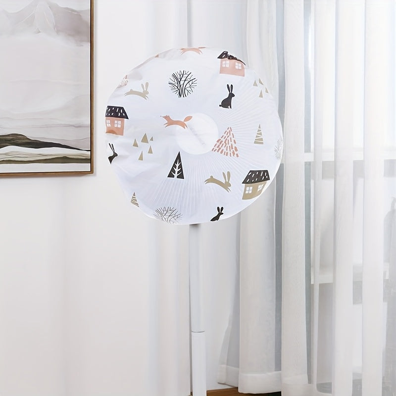 Cute Cat and Coffee Pattern Electric Fan Dust Cover for Patio Ground Fans