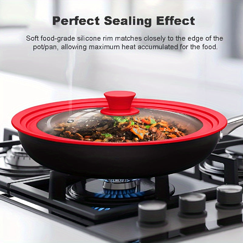Silicone-Rimmed Glass Lid for Pots and Skillets 20.3cm-27.9cm Dishwasher Safe Heat Resistant