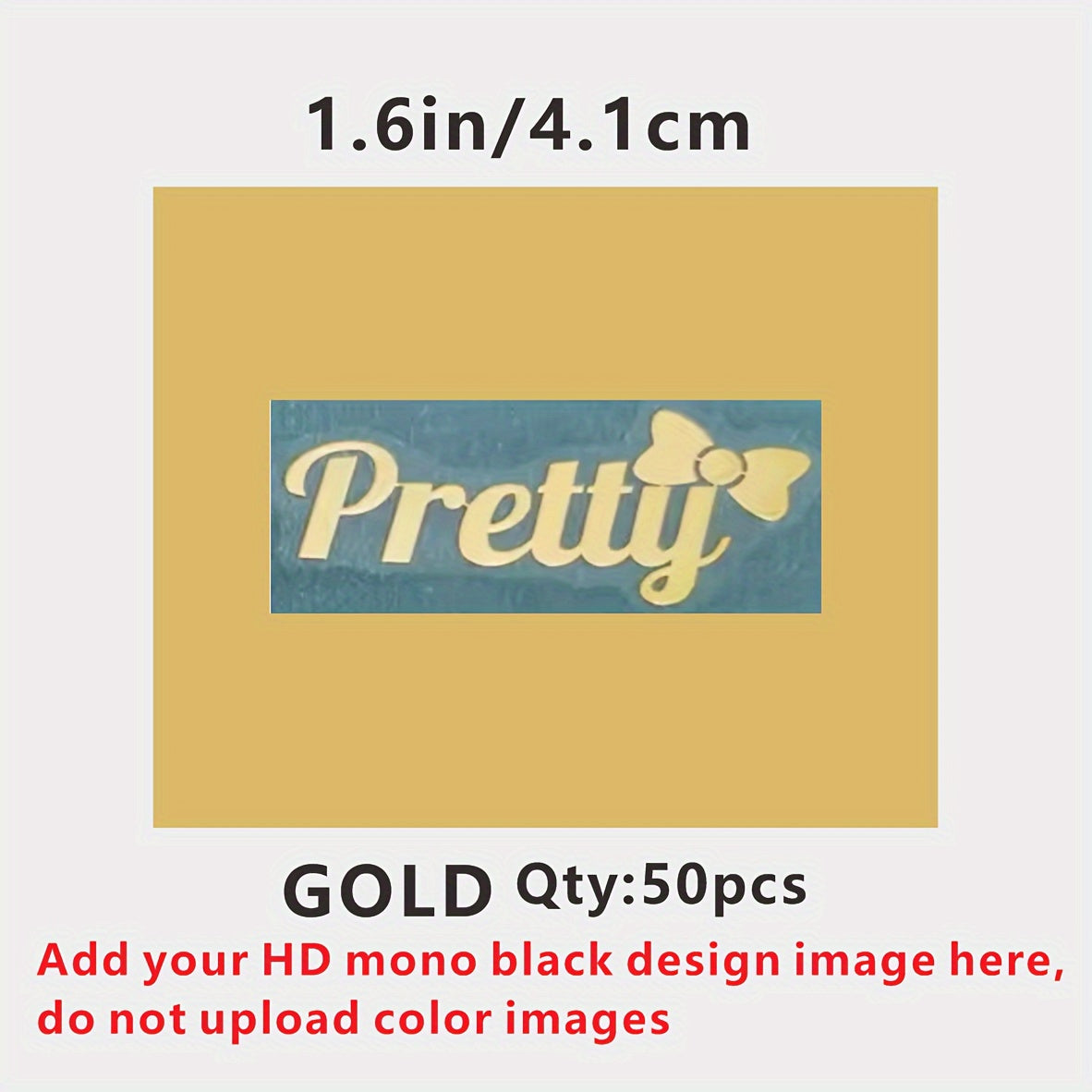 Maxsus elektroplatlangan yorliqlar, stikerlar, logotiplar, 50 ta set, oltin, kumush, 1.6-2 dyuym