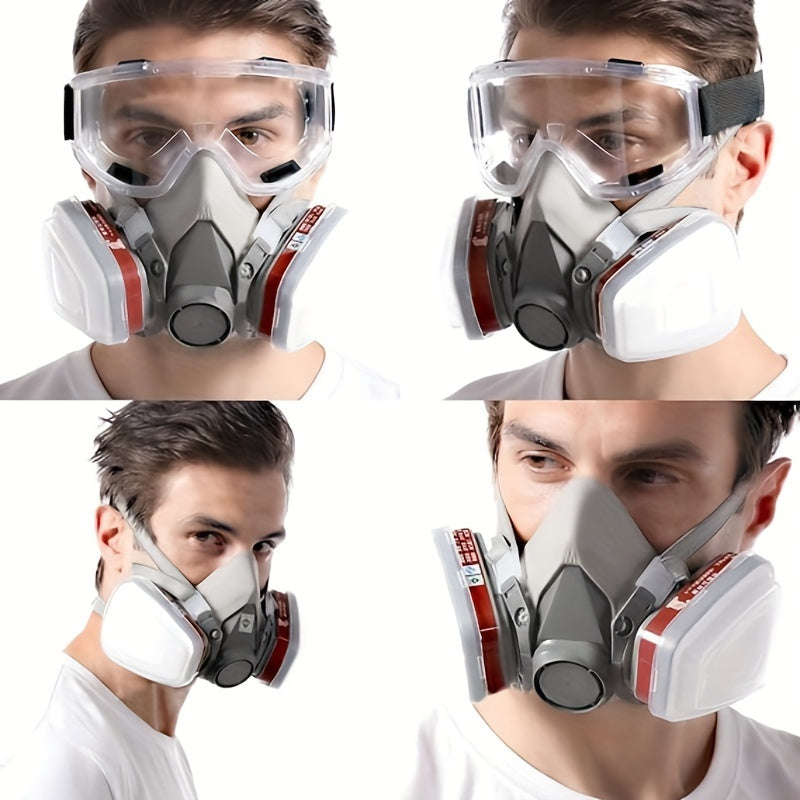Half Face Mask Respirator with Gas Filter Reusable Dust Mask for Chemical Pesticide Protection