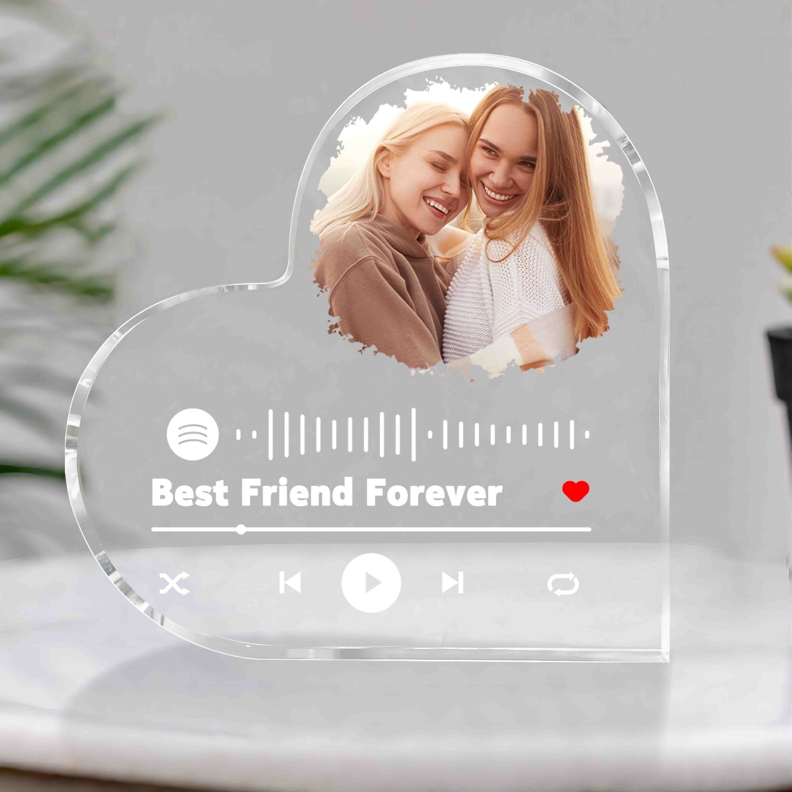 Personalized Acrylic Heart Photo Frame Custom Friendship Gift Indoor Outdoor Decor