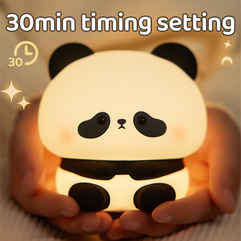 LED Panda Night Light Soft Sleep Sensing USB Rechargeable Decorative Indoor Gift
