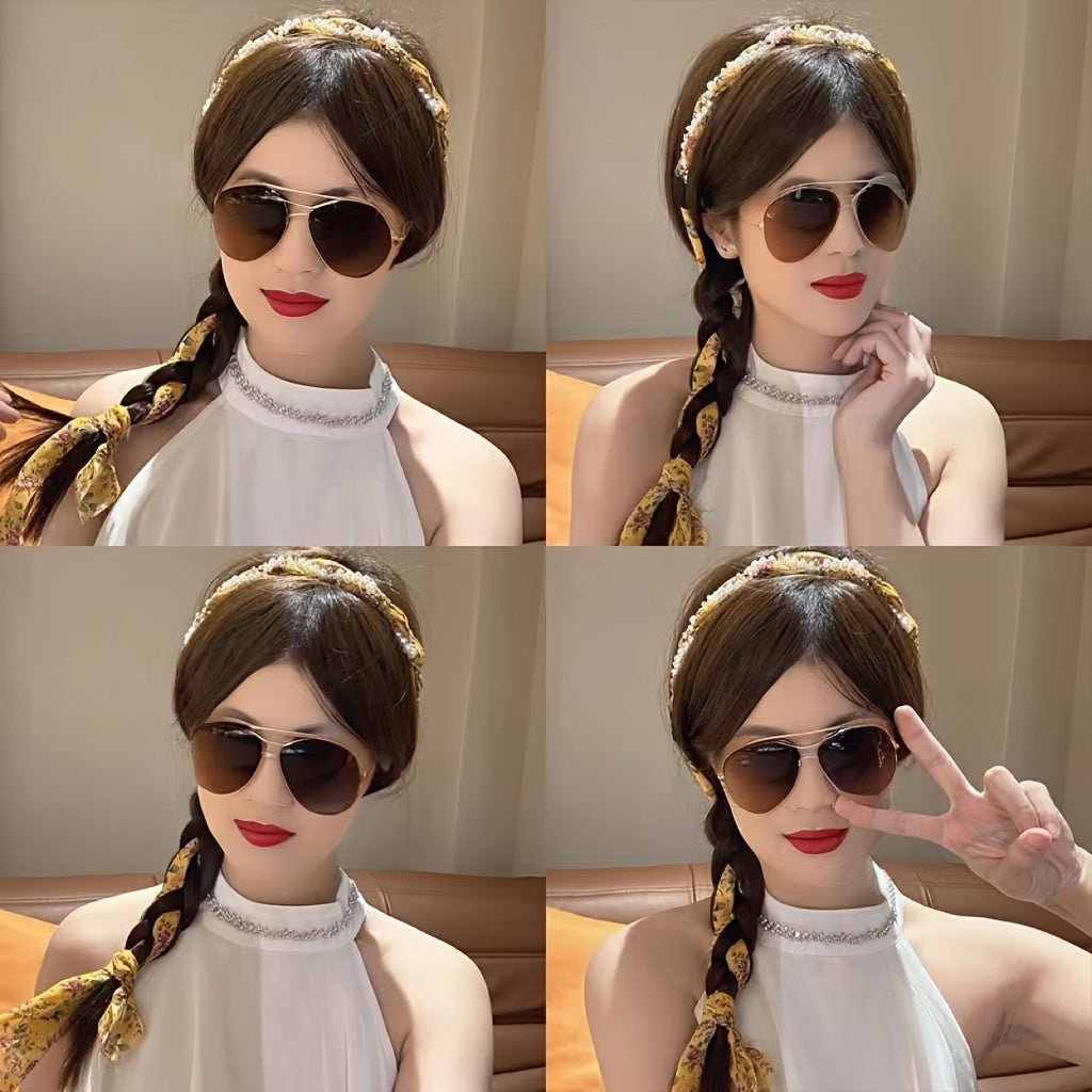 Women's Floral Ribbon Hairband with French Style for Elegant Summer Look