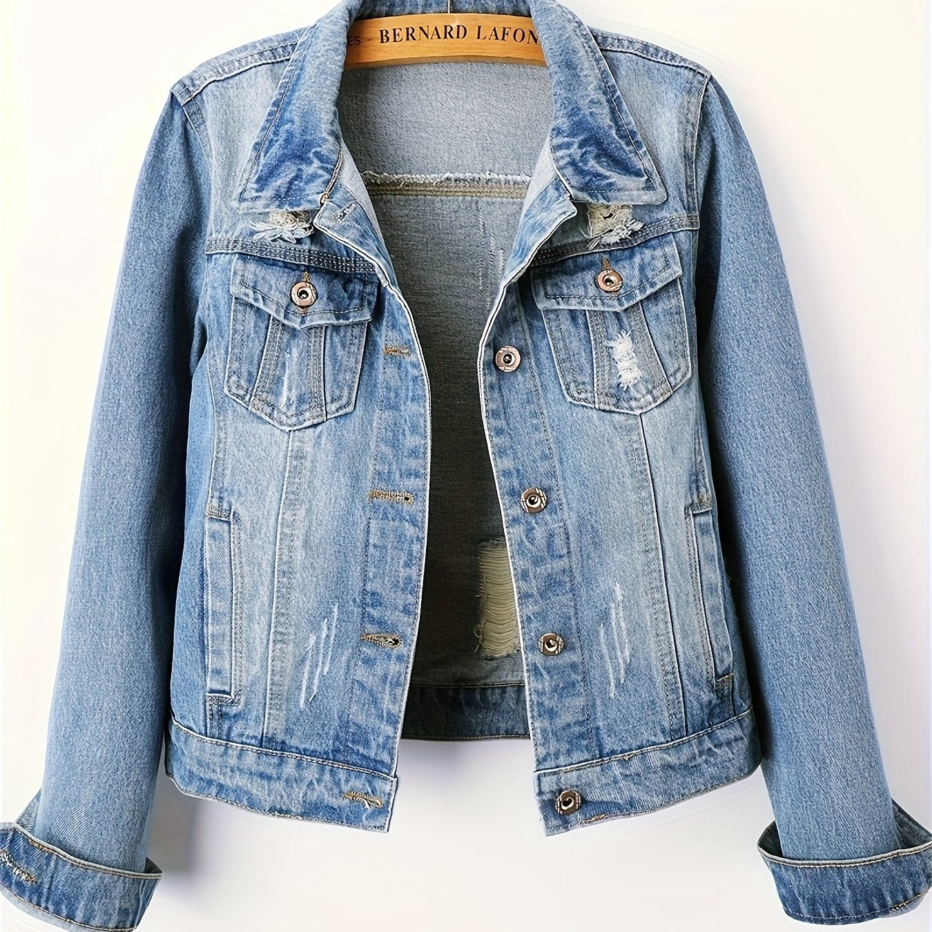 Plus o'lcham ayollar uchun denim kurtka vintage ilhomlangan yengil ko'k uzun qolli kundalik