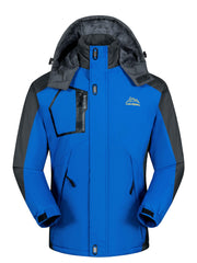 Erkaklar uchun izolyatsiyalangan qishki shamol o'tkazmaydigan kurtka - Fleece bilan qoplangan, suv o'tkazmaydigan va shamol o'tkazmaydigan, kapüşonli, zipli cho'ntaklar bilan, qora va kulrang, sovuq ob-havo uchun tasodifiy uslub.